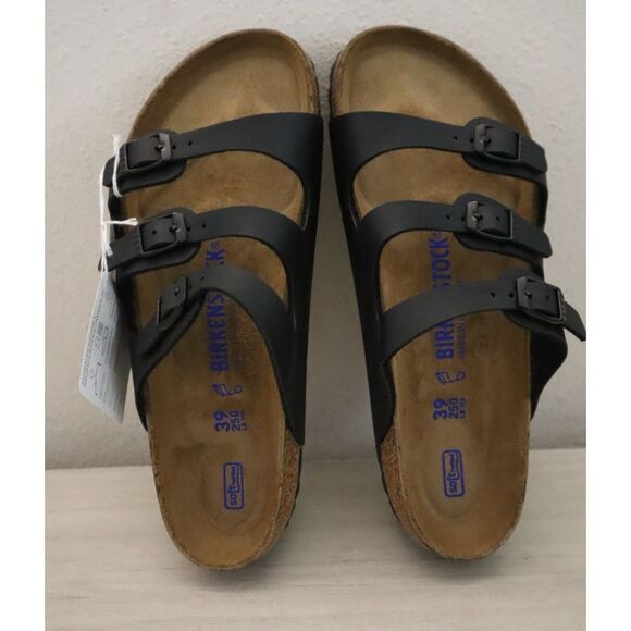 Birkenstock 0053011 WMN 39 US 8 Black Florida Soft Footbed Birko-Flor Sandal - Picture 2 of 14